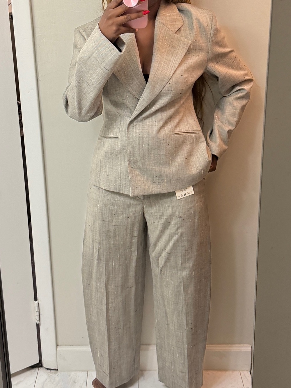 Zara Taupe Wide-Leg Tailored Suit - Picture 12 of 13